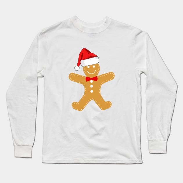 Gingerbread Man Christmas Red Long Sleeve T-Shirt by SartorisArt1